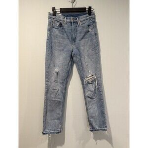 Gap Jeans Womens 2 Petite Cigarette High Rise Raw Hem Distressed Travel Concert
